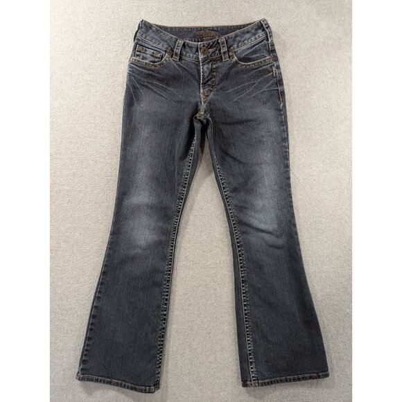 Silver Jeans Womens Size 27 blue Suki Bootcut Thick Stitch Faded Whiskers Boho - Picture 1 of 14